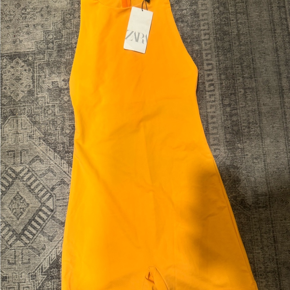 Zara Bright Orange Halter Romper